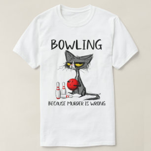 Funny Grumpy Cat Bowling Humor Design T-Shirt