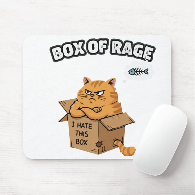 Funny Grumpy Cat | Box of Rage | I Hate This Box Mouse Mat (With Mouse)