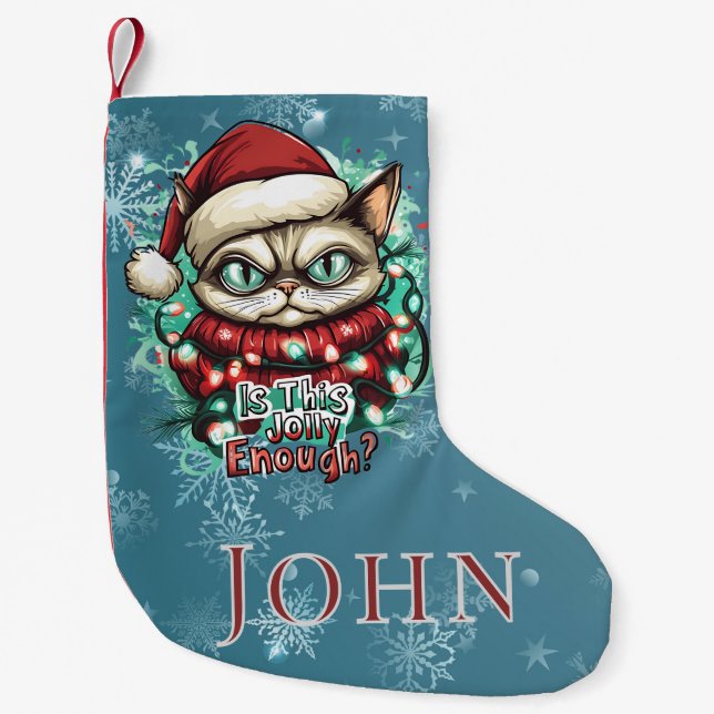 Funny Grumpy Cat Christmas Stocking (Front)