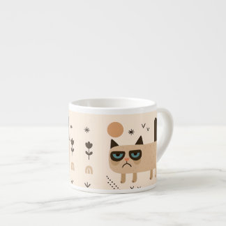 Funny Grumpy Cat Design, Minimalist Scandinavian Espresso Cup