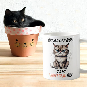 Funny Grumpy Cat Don´t Care Face Coffee Mug