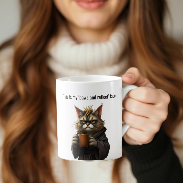 Funny Grumpy cat in a Robe and Coffee Mug (Funny Cat Mug-Grumpy cat-Cat in a Robe and Coffee-Brown Cat Coffee Mug )