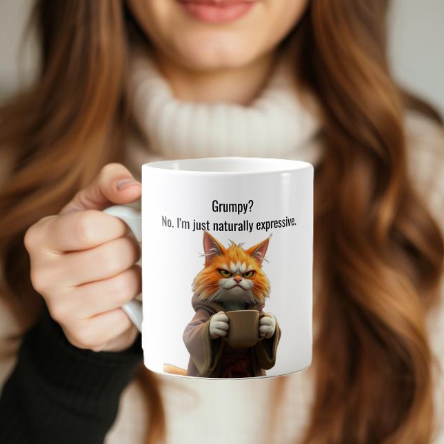 Funny Grumpy cat in a Robe and Coffee Orange Cat Mug (Funny Grumpy cat in a Robe and Coffee Orange Cat Coffee Mug)