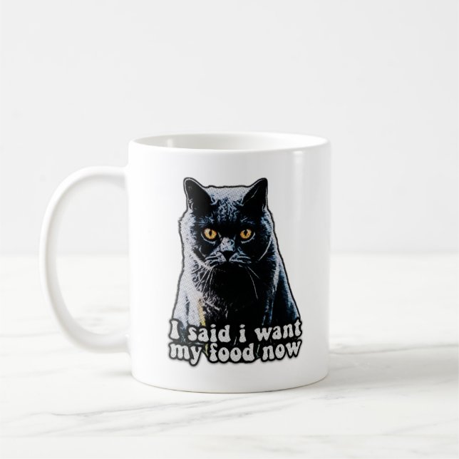 Funny grumpy cat meme for cat owners and lovers coffee mug (Left)