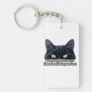 Funny grumpy cat meme for kitten owners &cat lover key ring
