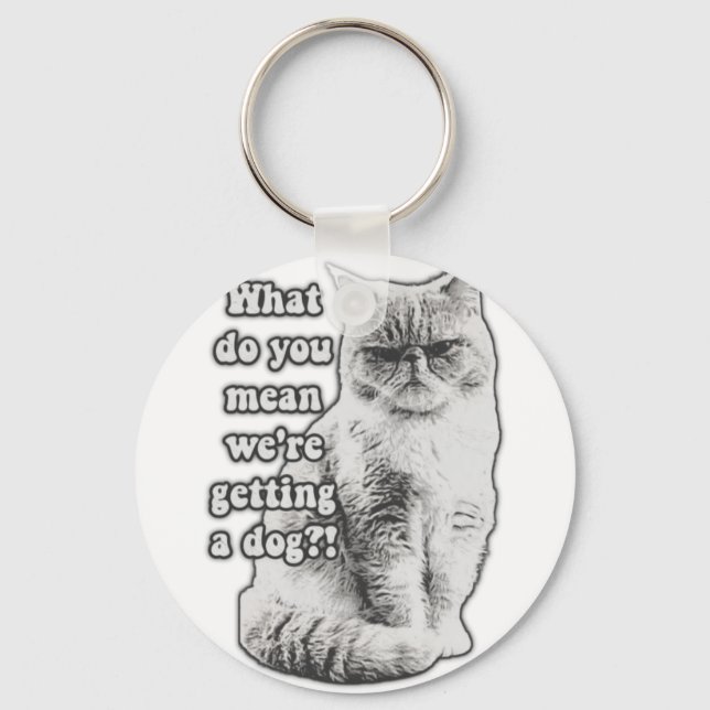 Funny grumpy cat meme for kitty lovers and owners key ring (Front)