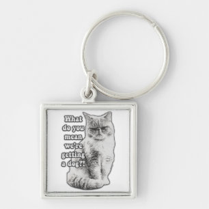 Funny grumpy cat meme for kitty lovers and owners key ring