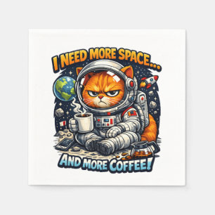 Funny Grumpy Cat, Need More Space And More Coffee Napkin