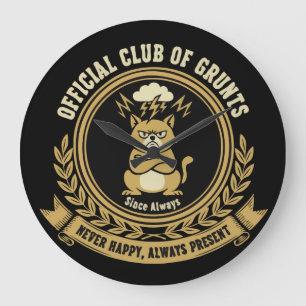  Funny Grumpy Cat   Official Club of Grunts Sarcas Large Clock