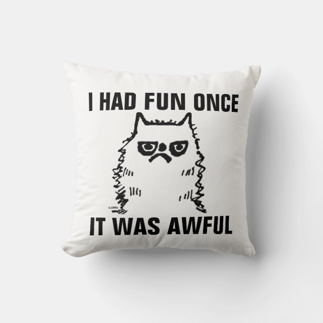Funny Grumpy Cat pillows, HAD FUN ONCE-AWFUL Cushion (Front)
