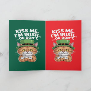 Funny Grumpy Cat St. Patrick's Day "Kiss Me  Card