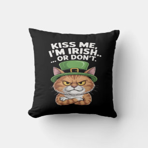 Funny Grumpy Cat St. Patrick's Day "Kiss Me Cushion