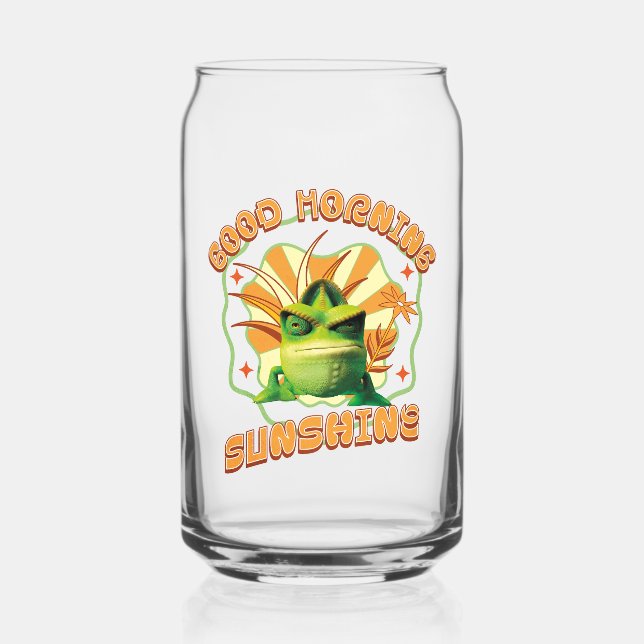 Funny Grumpy Chameleon Morning Humour Can Glass (Front)