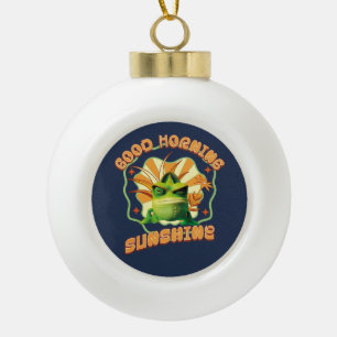 Funny Grumpy Chameleon Morning Humour Ceramic Ball Christmas Ornament