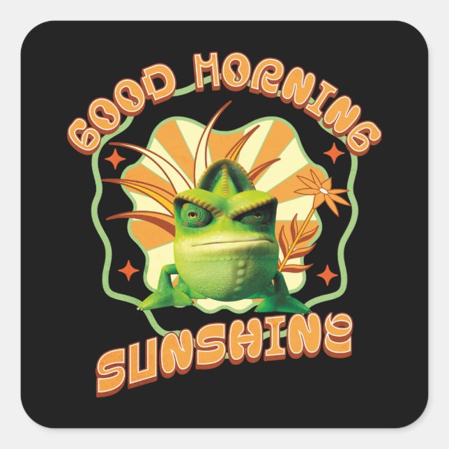 Funny Grumpy Chameleon Morning Humour Square Sticker (Front)
