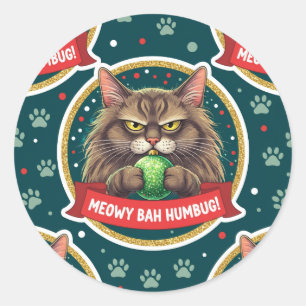 Funny Grumpy Christmas Cat Sticker – Ornament cat