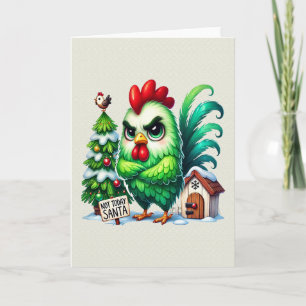 Funny grumpy christmas chicken card