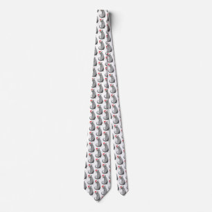Funny Grumpy Christmas Grey Cat Holiday Humour Tie