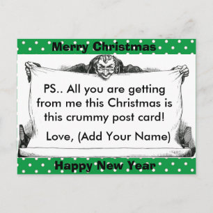 Funny Grumpy Christmas Post Card