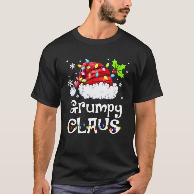 Funny Grumpy Claus Christmas Pajamas Santa T-Shirt (Front)