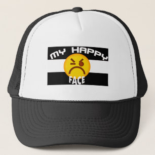 Funny Grumpy Emoji   My Happy Face Trucker Hat