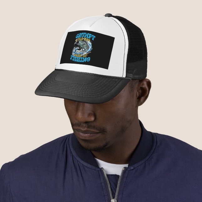 funny grumpy fisherman old man trucker hat (In Situ)