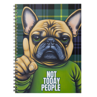 Funny Grumpy French Bulldog Plaid Not Today Notebook