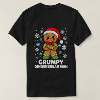 Funny Grumpy Gingerbread Man Christmas Holiday T-Shirt