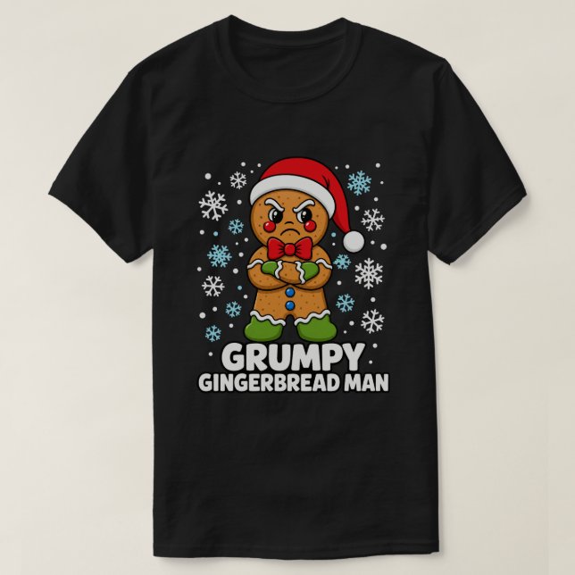  Funny Grumpy Gingerbread Man Christmas Holiday T-Shirt (Design Front)