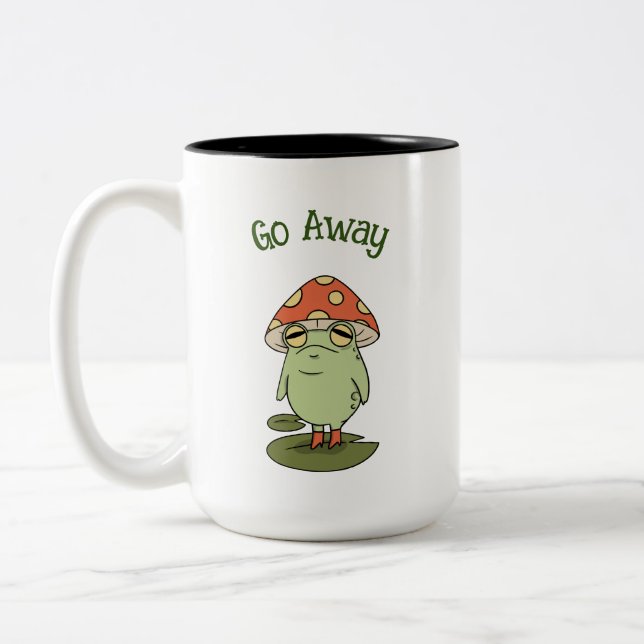 Funny Grumpy "Go Away" Frog Mug (Left)