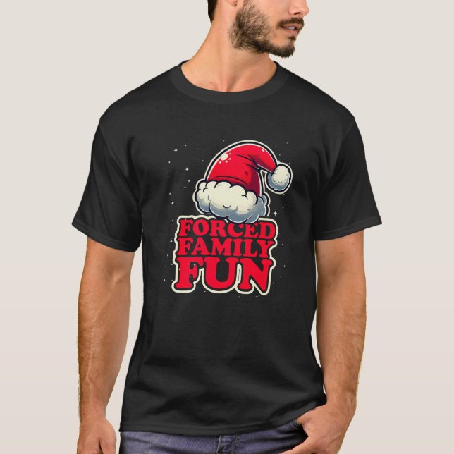 Funny Grumpy Group Christmas Forced Family Fun Paj T-Shirt (Front)
