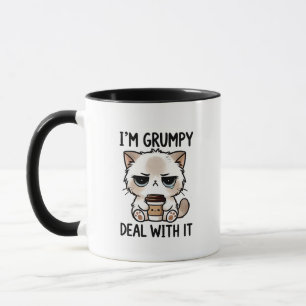Funny grumpy kitten word art mug