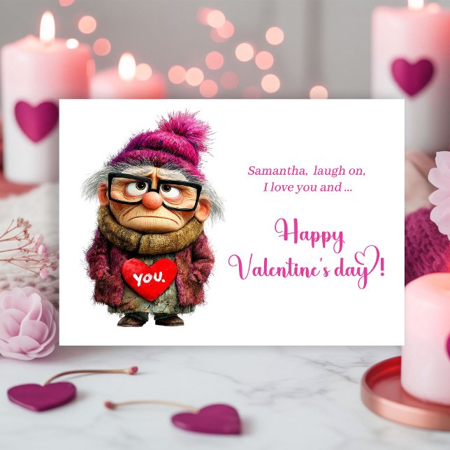 Funny Grumpy Lady Bringing Sass Valentine Holiday Card (Funny Grumpy Lady Bringing Sass Valentine

)
