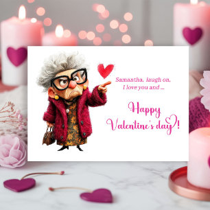 Funny Grumpy Lady Making Faces Valentine Holiday Card