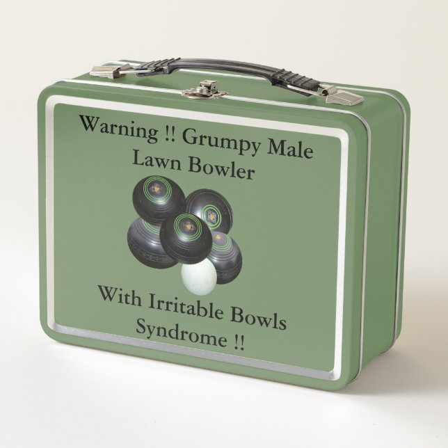 Funny Grumpy Lawn Bowler, Metal Lunch Box (Front)