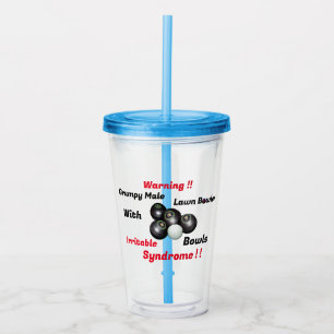 Funny Grumpy Male Lawn Bowler, Acrylic Tumbler