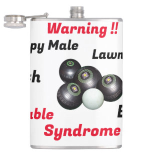 Funny Grumpy Male Lawn Bowler, Hip Flask