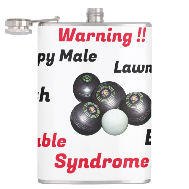 Funny Grumpy Male Lawn Bowler,  Hip Flask (Opened)