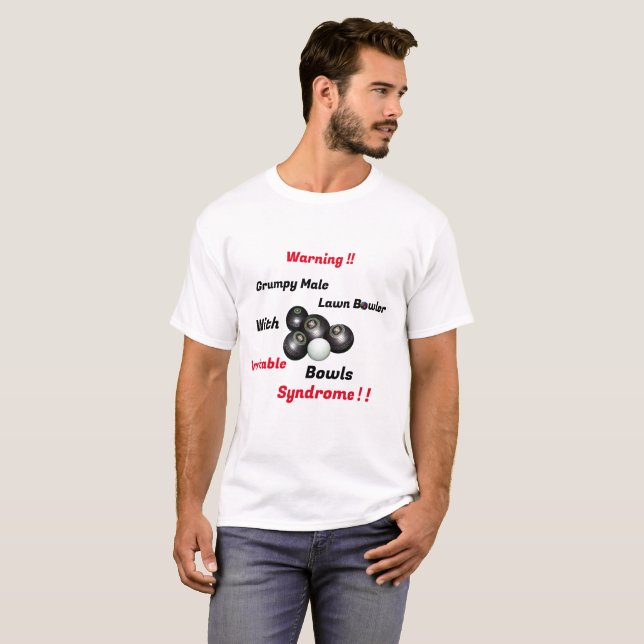 Funny Grumpy Male Lawn Bowler, Tshirt (Front Full)