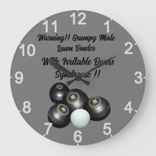 Funny Grumpy Male Lawn Bowler, Wall Clock