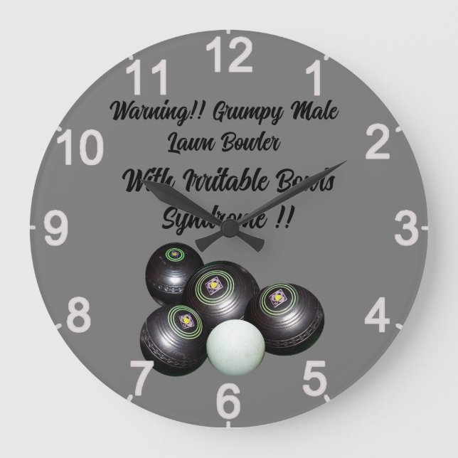 Funny Grumpy Male Lawn Bowler, Wall Clock (Front)