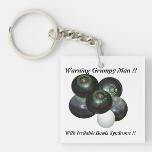 Funny Grumpy Man At Lawn Bowls Design,  Key Ring