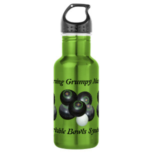 Funny Grumpy Man At Lawn Bowls,  Water Bottle