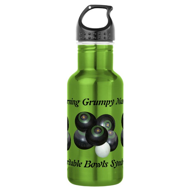 Funny Grumpy Man At Lawn Bowls,  Water Bottle (Front)