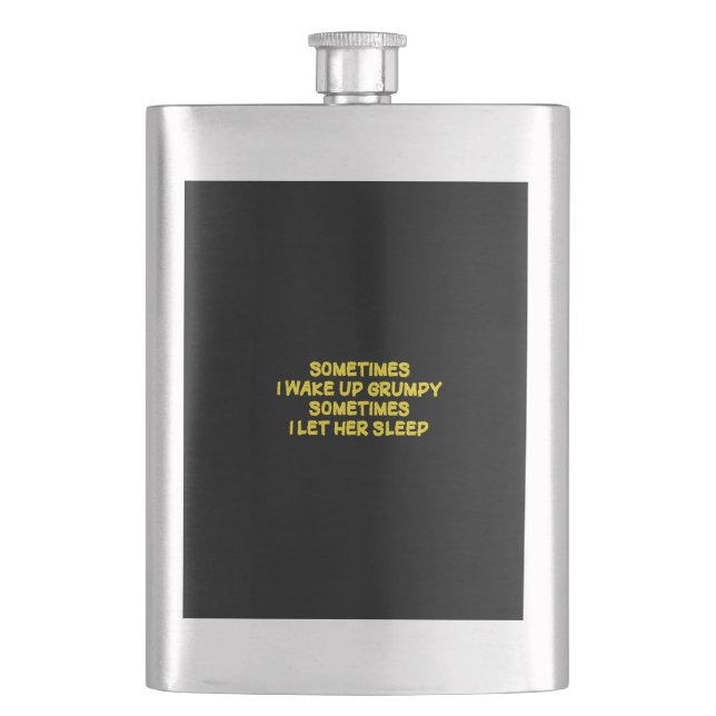 Funny Grumpy Morning Humour for Her Hip Flask (Front)
