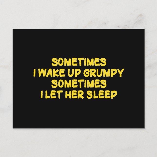 Funny Grumpy Morning Humour for Her Holiday Postcard (Front)