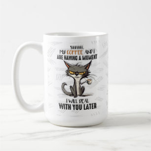 Funny Grumpy Morning Person Mug, Coffee Cat Cup