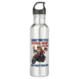 Funny Grumpy Old Man Veteran Motorcycle 710 Ml Water Bottle