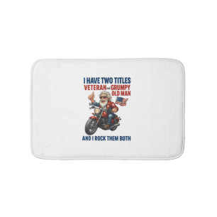 Funny Grumpy Old Man Veteran Motorcycle Bath Mat