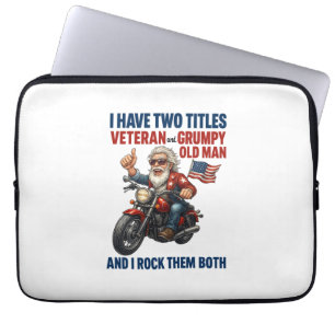 Funny Grumpy Old Man Veteran Motorcycle Laptop Sleeve